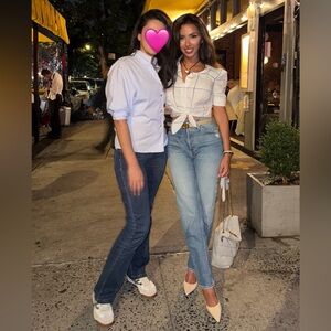 PAIGE Blue Timeless Style Sawyer High Waist Straight Leg Jeans😍